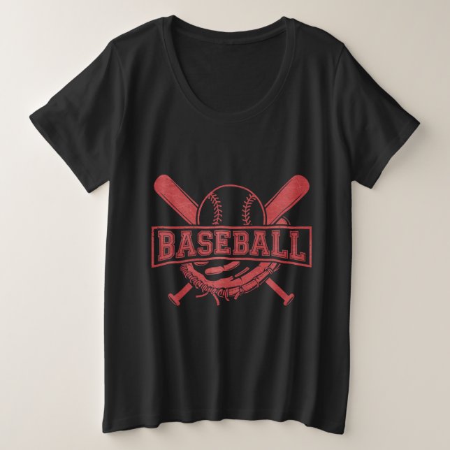 Classic Baseball Emblem Plus Size T-Shirt (Design Front)