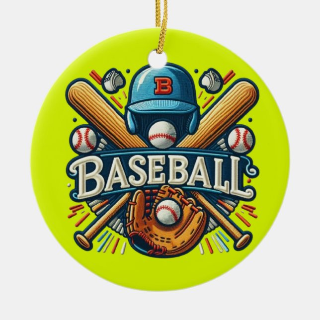 Classic Baseball Essentials / Stylish Retro Legend Ceramic Ornament (Front)