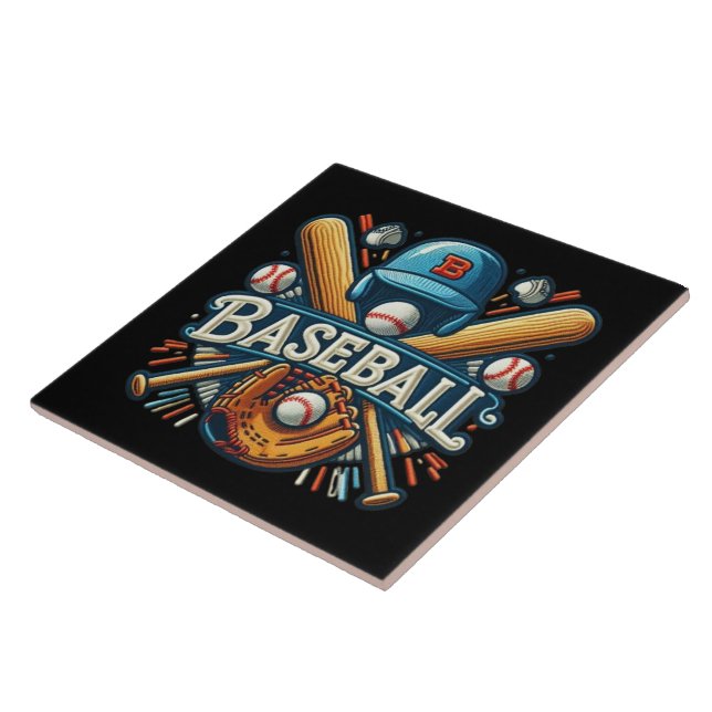 Classic Baseball Essentials / Stylish Retro Legend Ceramic Tile (Side)
