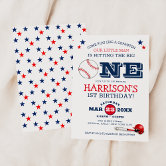 Little Slugger Baseball Boys 1st Birthday Party Invitation
