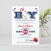 Classic Baseball Oh Boy Baby Shower Invitation (Standing Front)