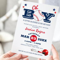 Classic Baseball Oh Boy Baby Shower Invitation