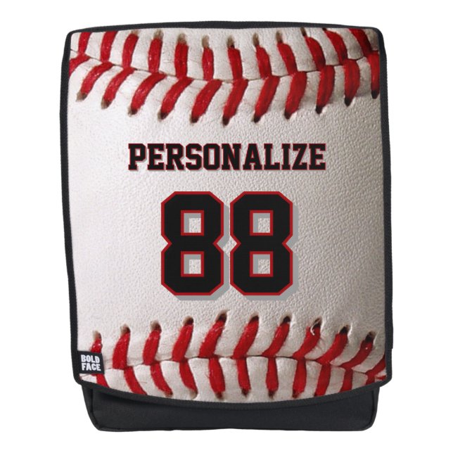 Classic Baseball Stitch Custom Name and Number Backpack (Front)