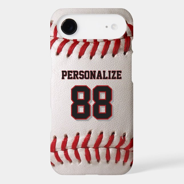 Classic Baseball Stitch Custom Name and Number Case-Mate iPhone Case (Back)