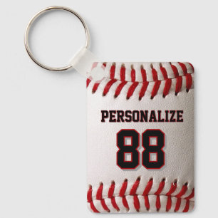 Classic Baseball Stitch Custom Name and Number Keychain