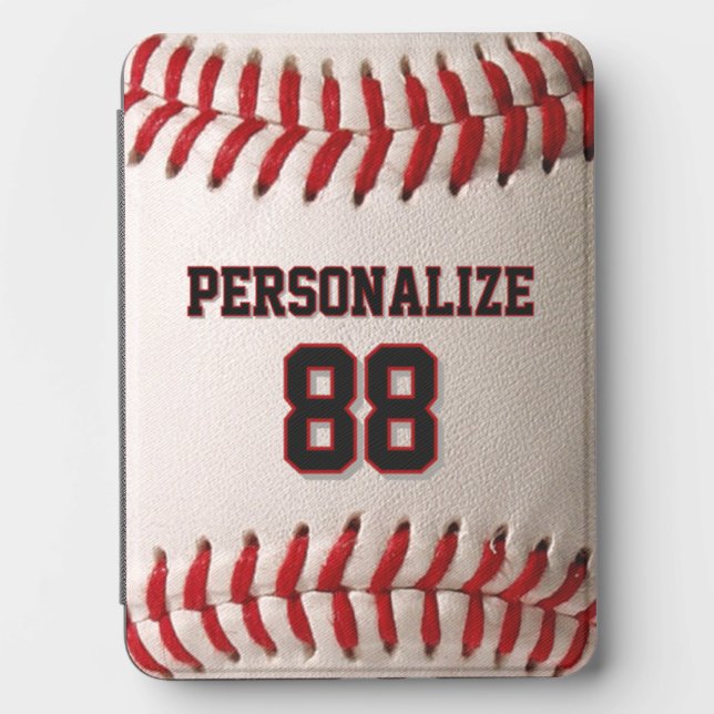 Classic Baseball Stitch Custom Name and Number Kindle Cover (Front)