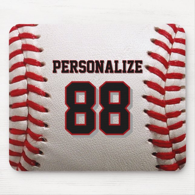 Classic Baseball Stitch Custom Name and Number Mouse Pad (Front)