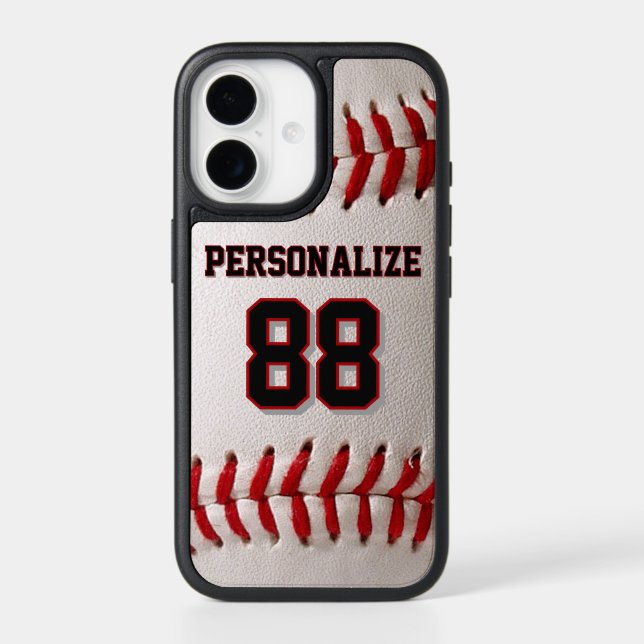 Classic Baseball Stitch Custom Name and Number Otterbox iPhone Case (Back)