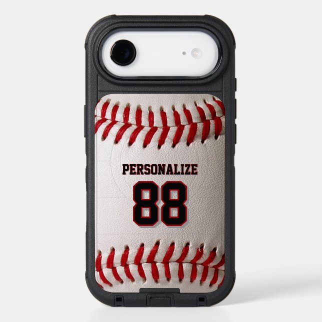 Classic Baseball Stitch Custom Name and Number Otterbox iPhone Case (Back)