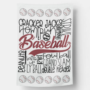 Classic Baseball Theme   Sports Fan House Flag