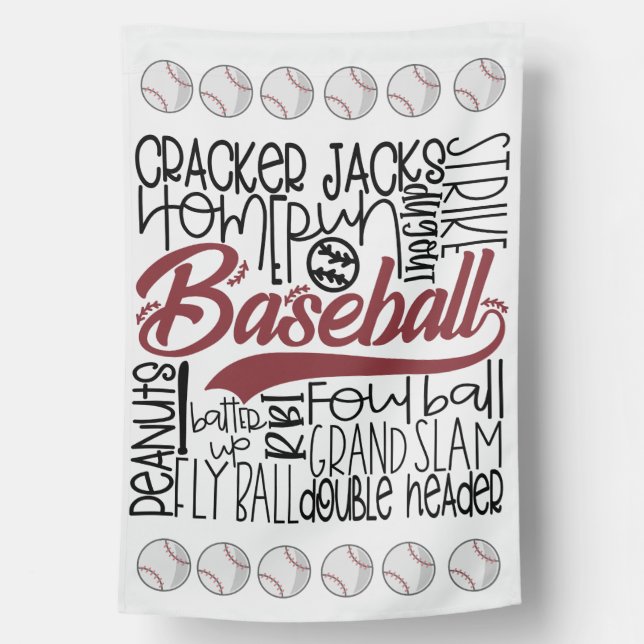 Classic Baseball Theme | Sports Fan House Flag (Back)