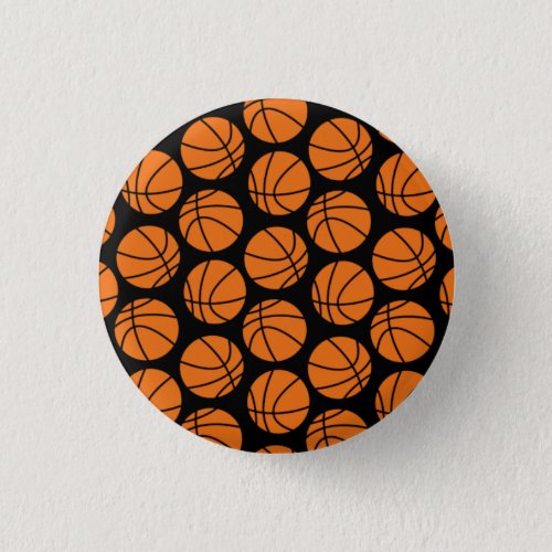 Classic Basketball Pattern on Black Button