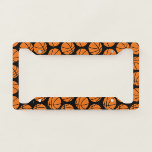 Classic Basketball Pattern on Black License Plate Frame