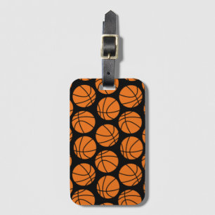 Classic Basketball Pattern on Black Luggage Tag