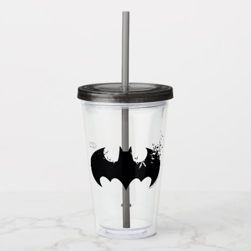 Classic Batman Logo Dissolving Into Bats Acrylic Tumbler