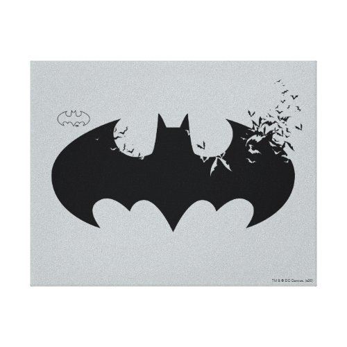 Classic Batman Logo Dissolving Into Bats Canvas Print