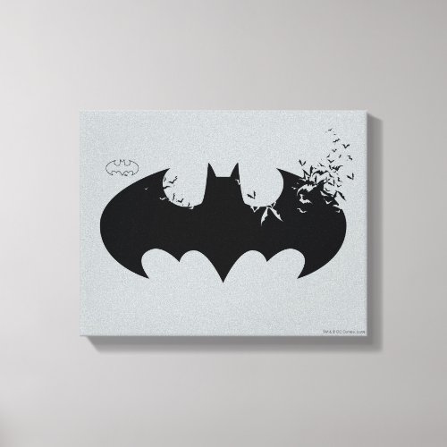 Classic Batman Logo Dissolving Into Bats Canvas Print
