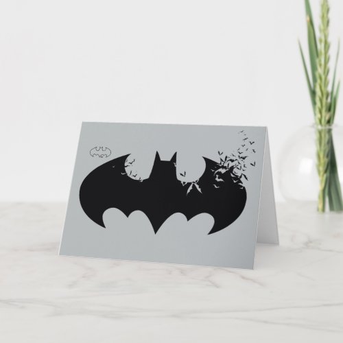 Classic Batman Logo Dissolving Into Bats Card