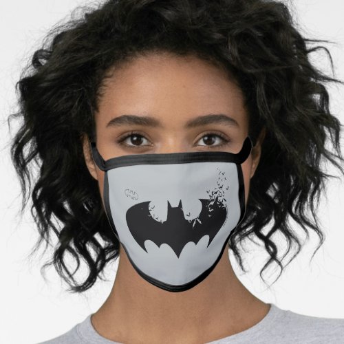 Classic Batman Logo Dissolving Into Bats Face Mask