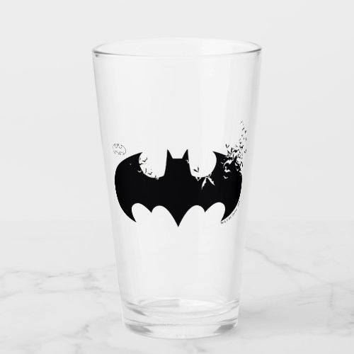 Classic Batman Logo Dissolving Into Bats Glass