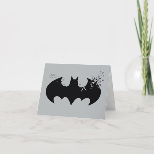 Classic Batman Logo Dissolving Into Bats Note Card