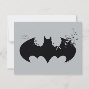 Classic Batman Logo Dissolving Into Bats Note Card