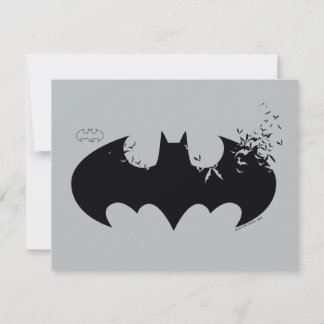 Classic Batman Logo Dissolving Into Bats Note Card
