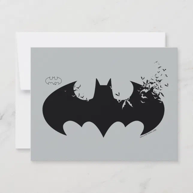 Classic Batman Logo Dissolving Into Bats Note Card | Zazzle