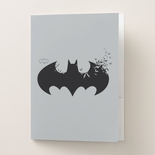 Classic Batman Logo Dissolving Into Bats Pocket Folder