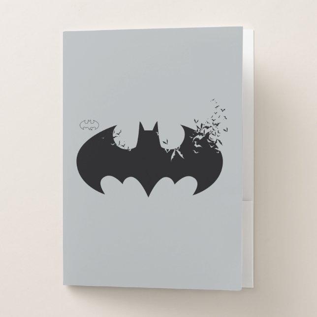Classic Batman Logo Dissolving Into Bats Pocket Folder (Front)