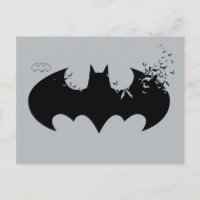 Classic Batman Logo Dissolving Into Bats Postcard