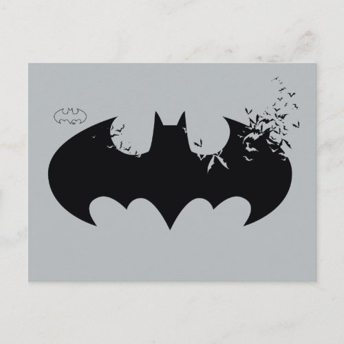 Classic Batman Logo Dissolving Into Bats Postcard