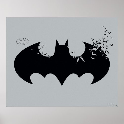 Classic Batman Logo Dissolving Into Bats Poster