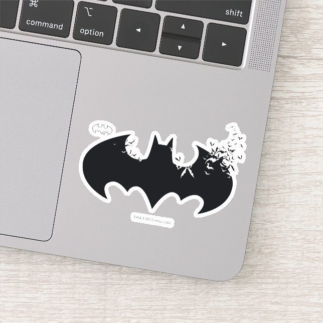 Classic Batman Logo Dissolving Into Bats Sticker (Detail)