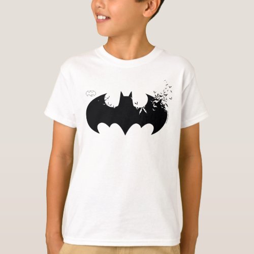 Classic Batman Logo Dissolving Into Bats T_Shirt
