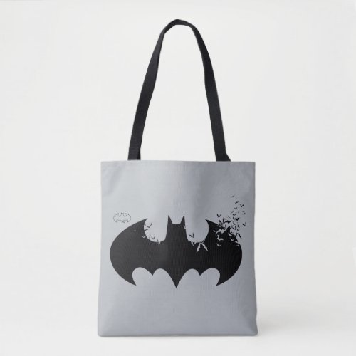 Classic Batman Logo Dissolving Into Bats Tote Bag