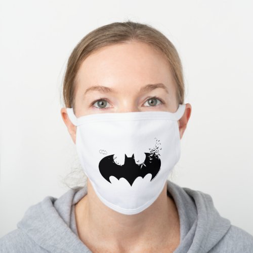 Classic Batman Logo Dissolving Into Bats White Cotton Face Mask