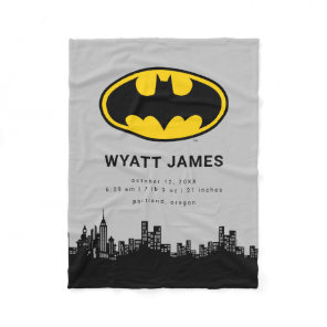 Classic Batman Symbol | New Baby Birth Stats Fleece Blanket