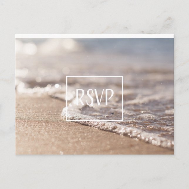Classic Beach RSVP Wedding Invitation Postcard (Front)