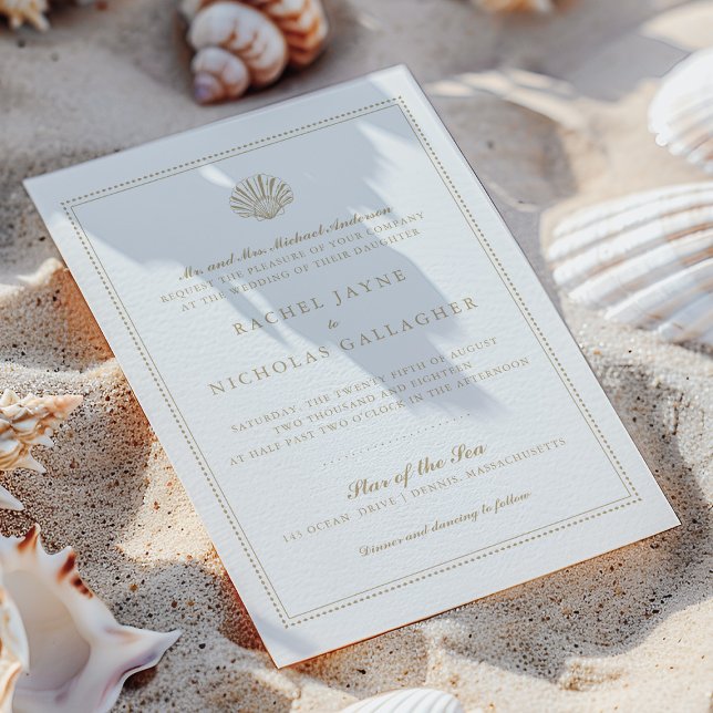 Classic Beach Shell Wedding Invitation (Creator Uploaded)