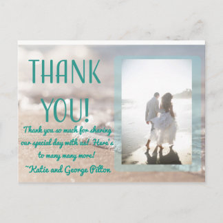 Classic Beach Wedding Thank You Postcard