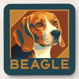 Classic Beagle Portrait Retro Style Beverage Coaster