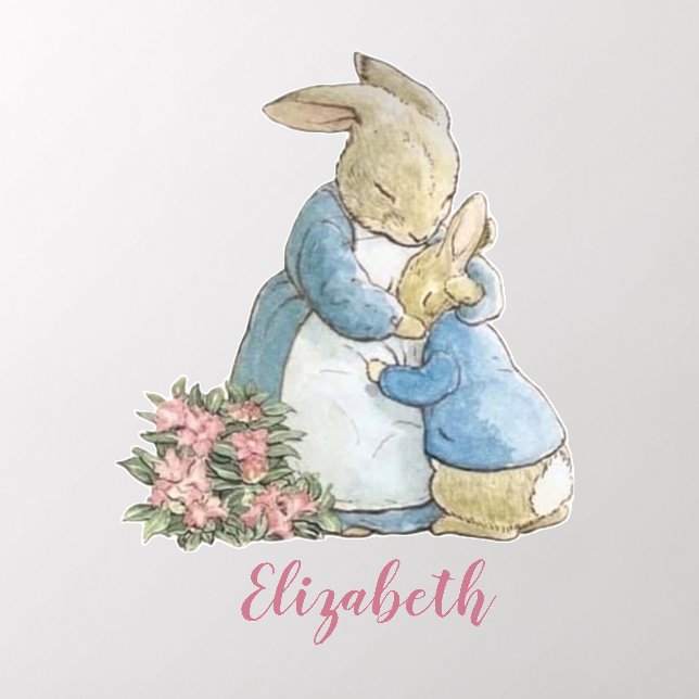Classic Beatrix Potter Peter the Rabbit with Name Wall Decal (Insitu 2)