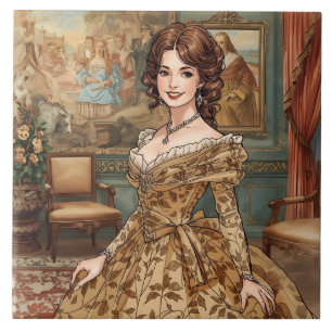 Classic, Beautiful Lady ,Victorian Charm Ceramic Tile