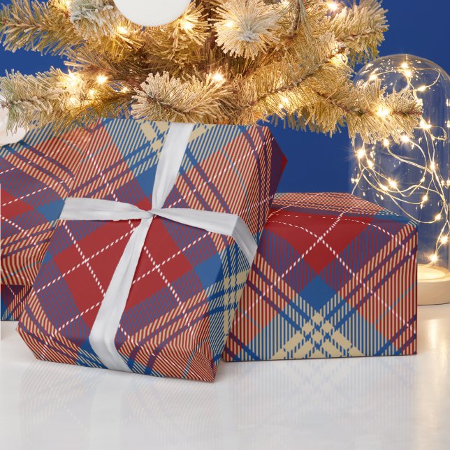Classic beautiful tartan pattern navy blue modern  wrapping paper (Holidays)