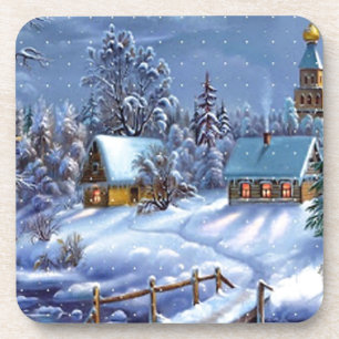 Classic, beautiful vintage Christmas picture Beverage Coaster