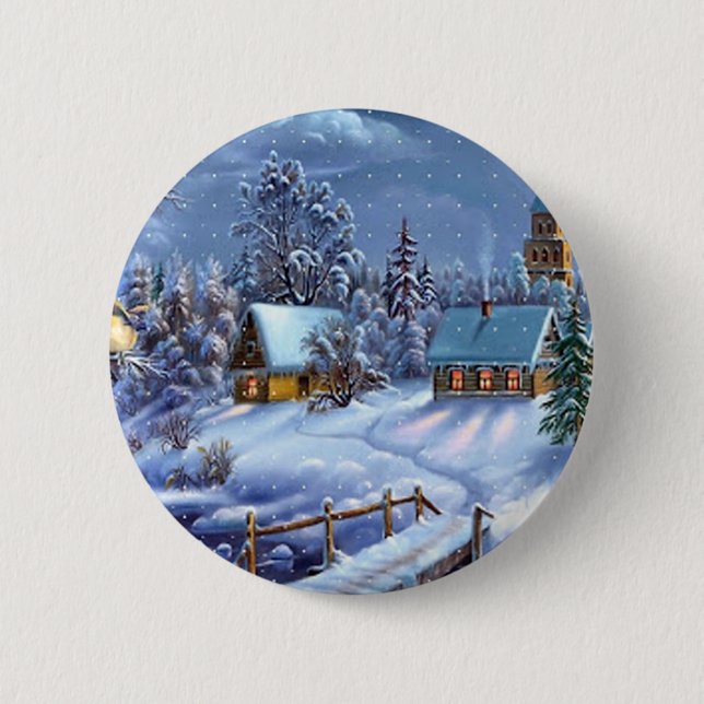 Classic, beautiful vintage Christmas picture Pinback Button (Front)