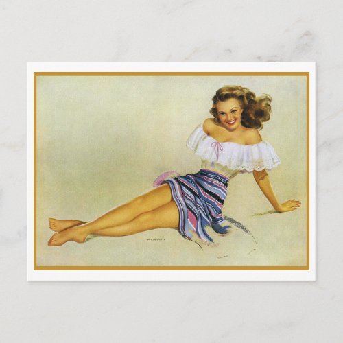 Classic Beautiful Vintage Pin Up Girl Art  Postcard