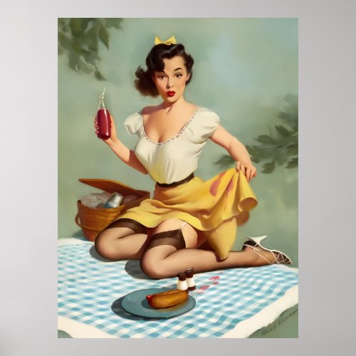 Classic Beautiful Vintage Pin Up Girl Poster