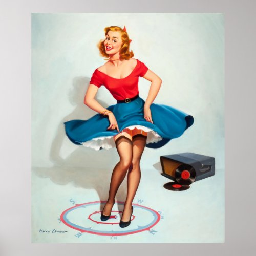 Classic Beautiful Vintage Pin Up Girl Poster